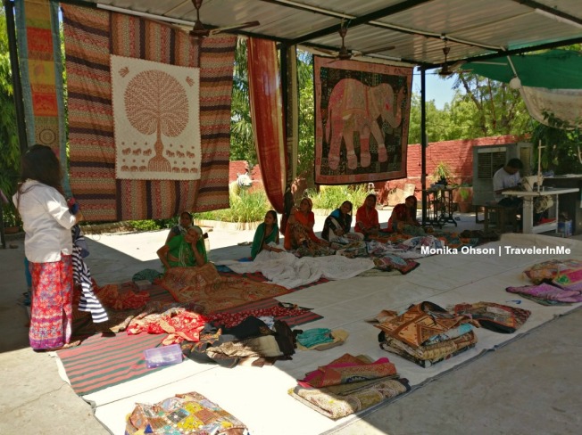 village women making handicraft products